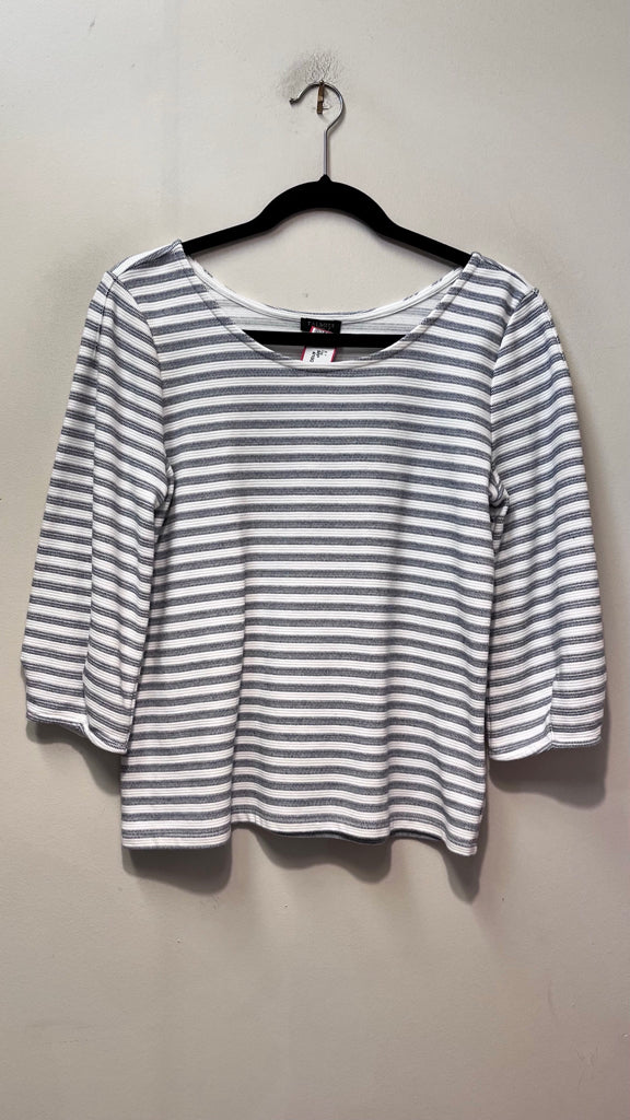 Size MP TALBOTS WHITE AND BLUE STRIPE Top