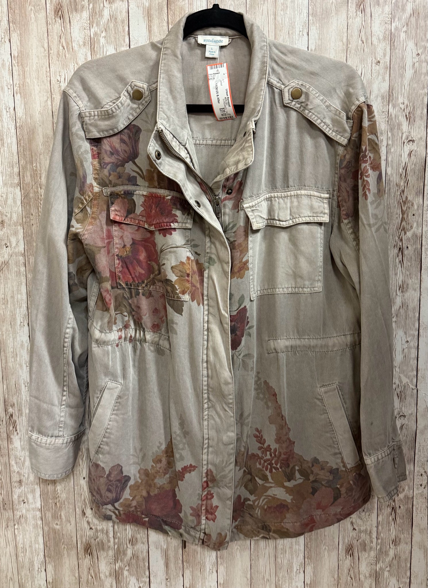 SUNDANCE Size L TAUPE FLORAL Jacket