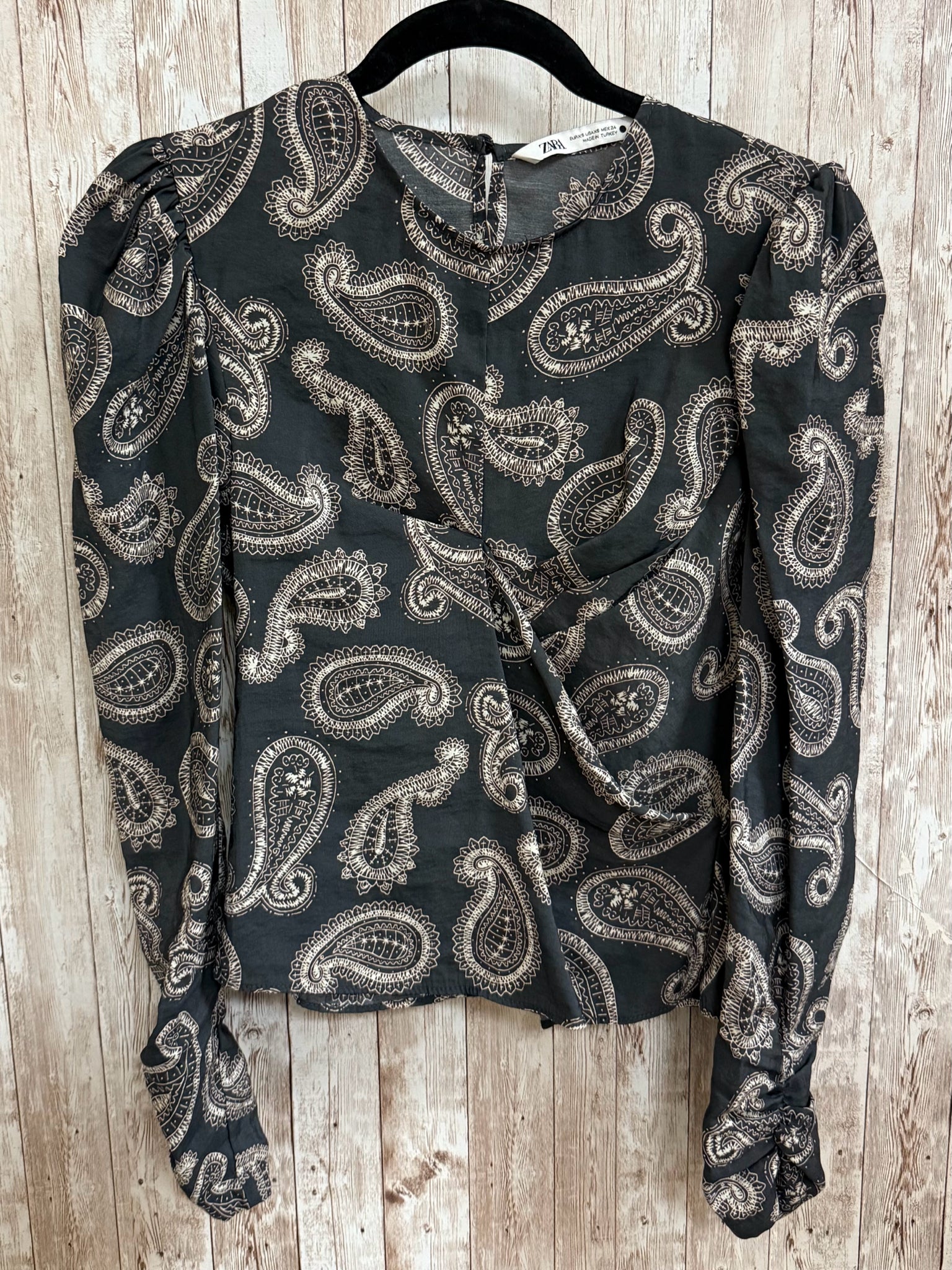 Size XS ZARA CHARCOAL PRINT Top