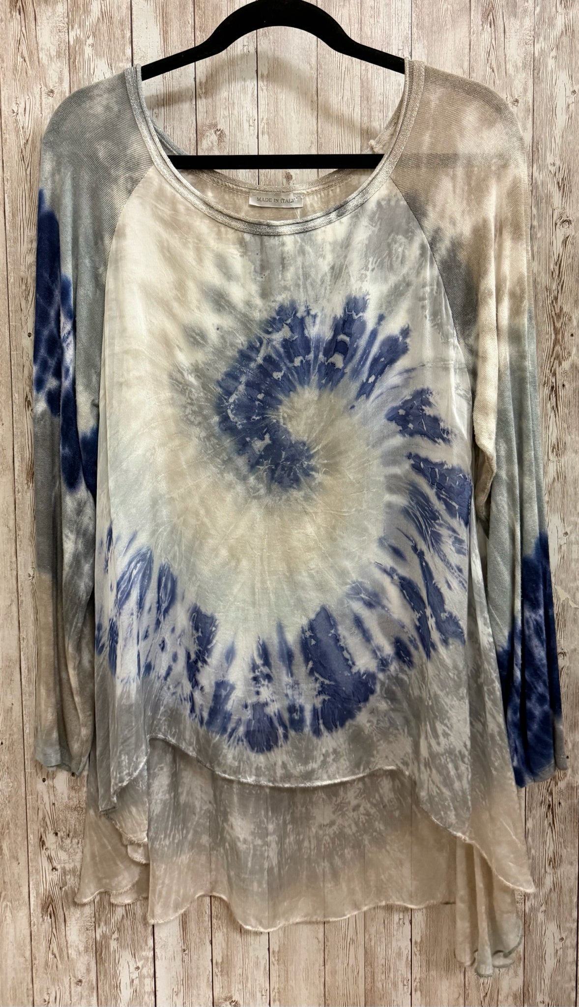 Size One Size MADE IN ITALY GREY AND BLUE PRINT Top