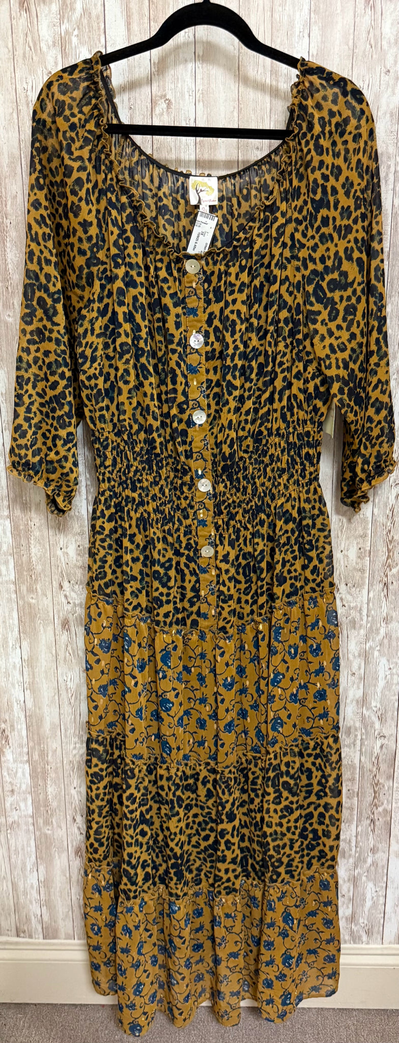 Size 3X FIG AND FLOWER BROWN AND BLACK Dress