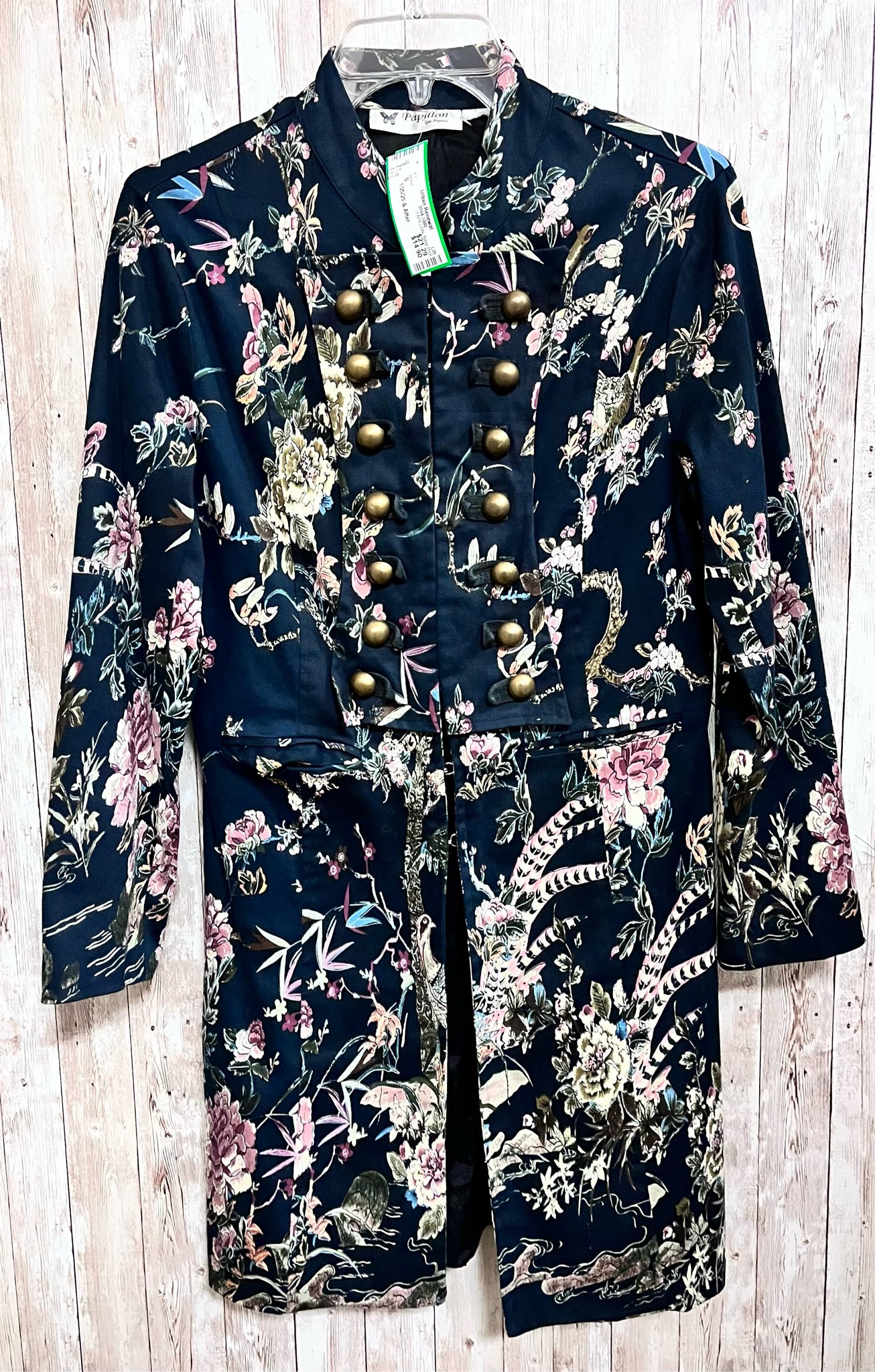 Size S PAPILLON Navy Print Jacket