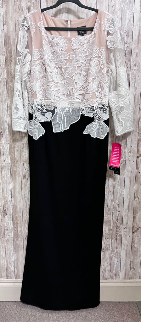 Size 14 ADRIANNA PAPELL White and Black Dress