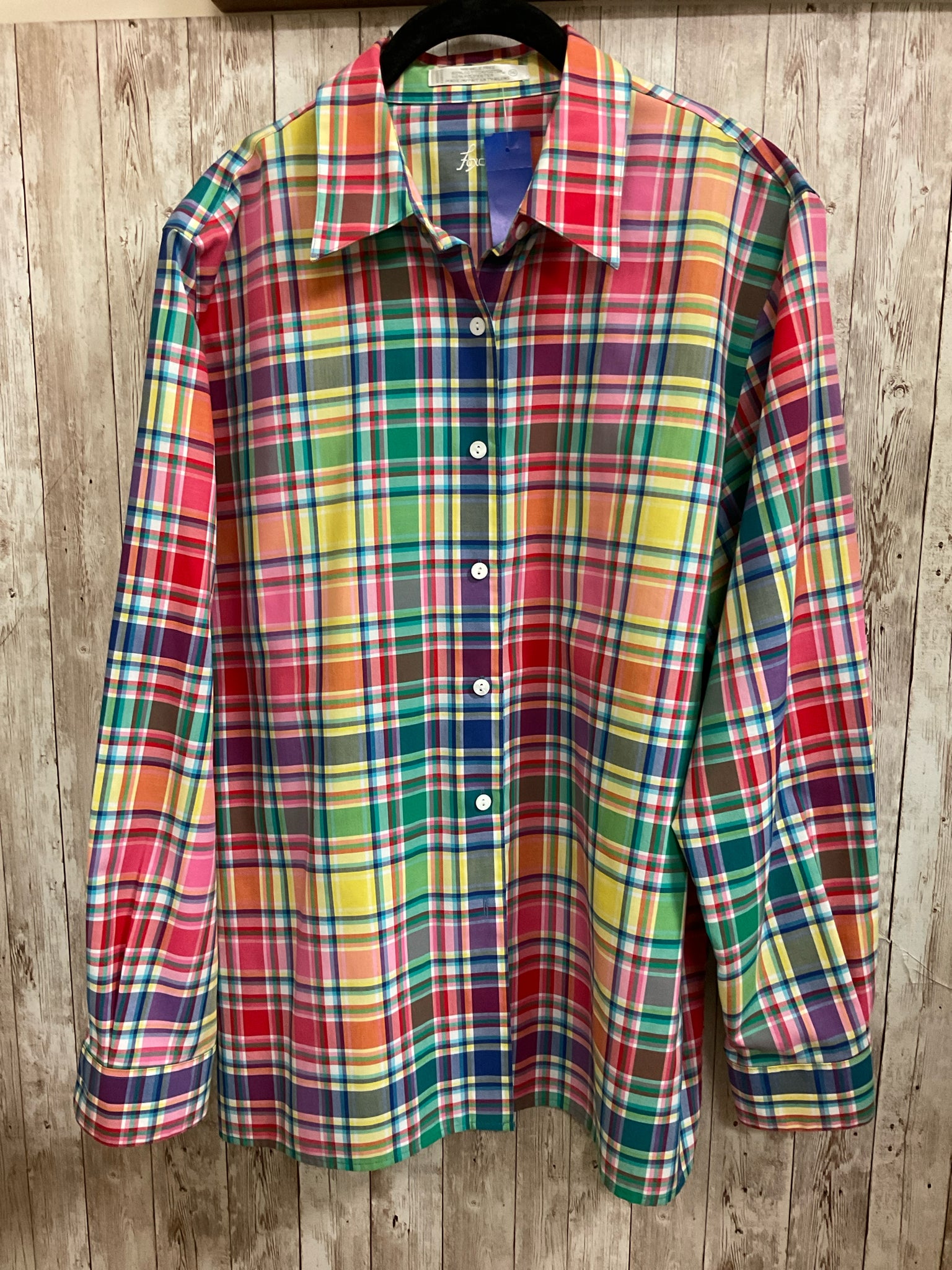 Size 16 FOXCROFT MULTI COLOR PLAID Blouse