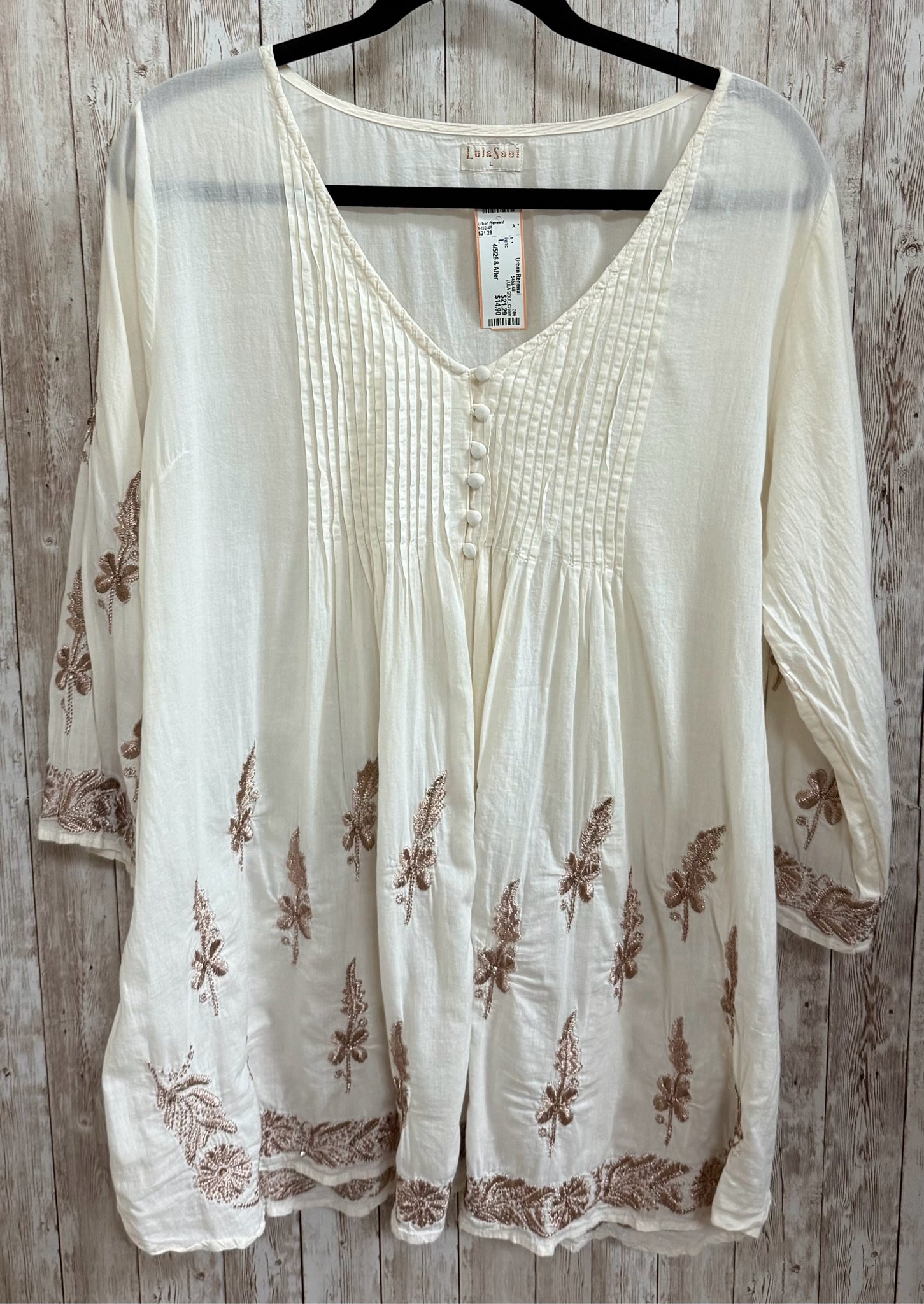 LULA SOUL Cream Women Size L Tunic