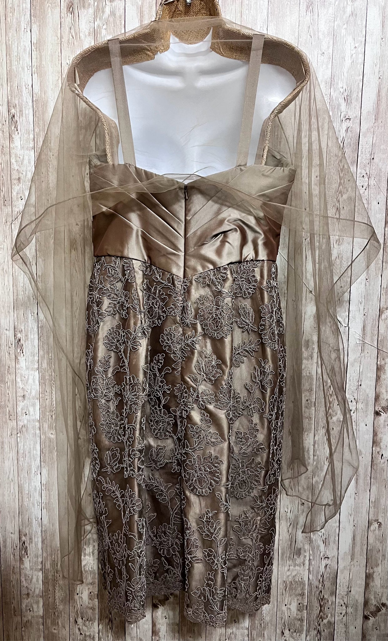 Size 12 MON CHERI LIGHT BROWN Dress