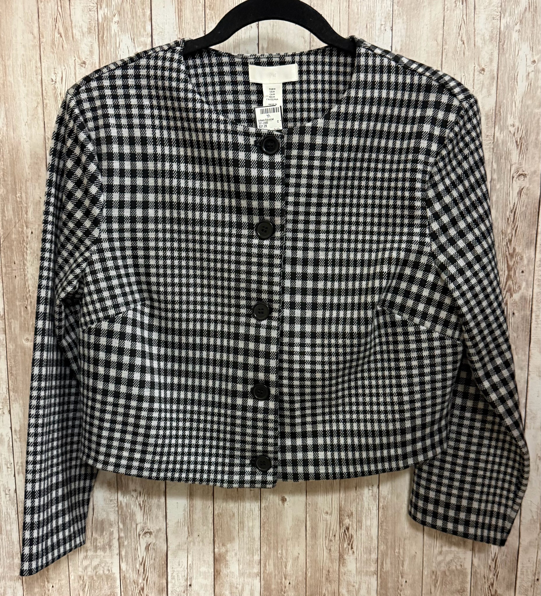 Size M H & M BLACK AND GRAY CHECKED Jacket