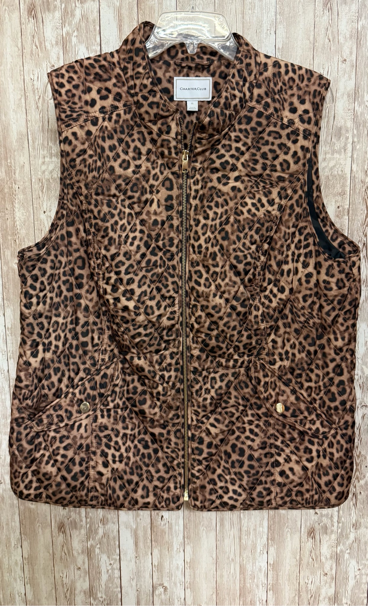 CHARTER CLUB Size XL TAN ANIMAL Vest