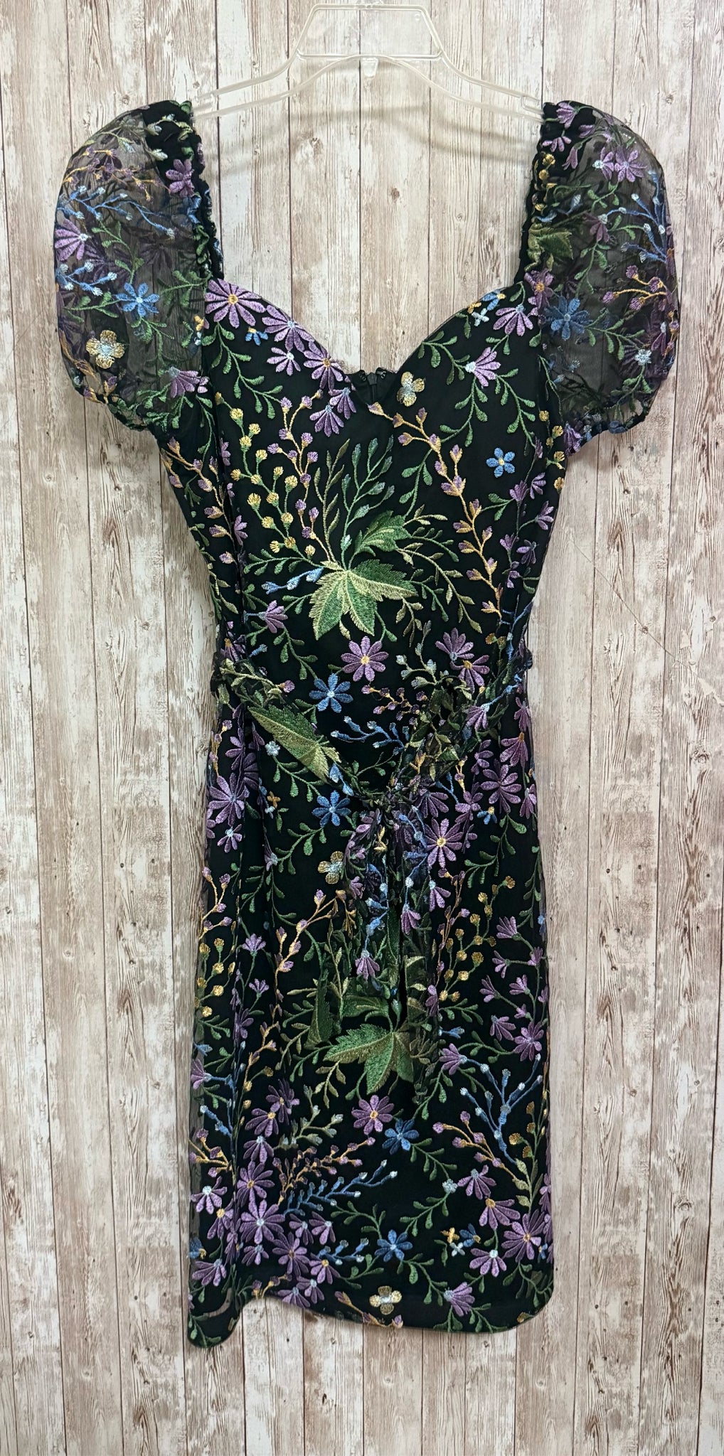 KENSIE Size 14 BLACK AND PURPLE FLORAL Dress