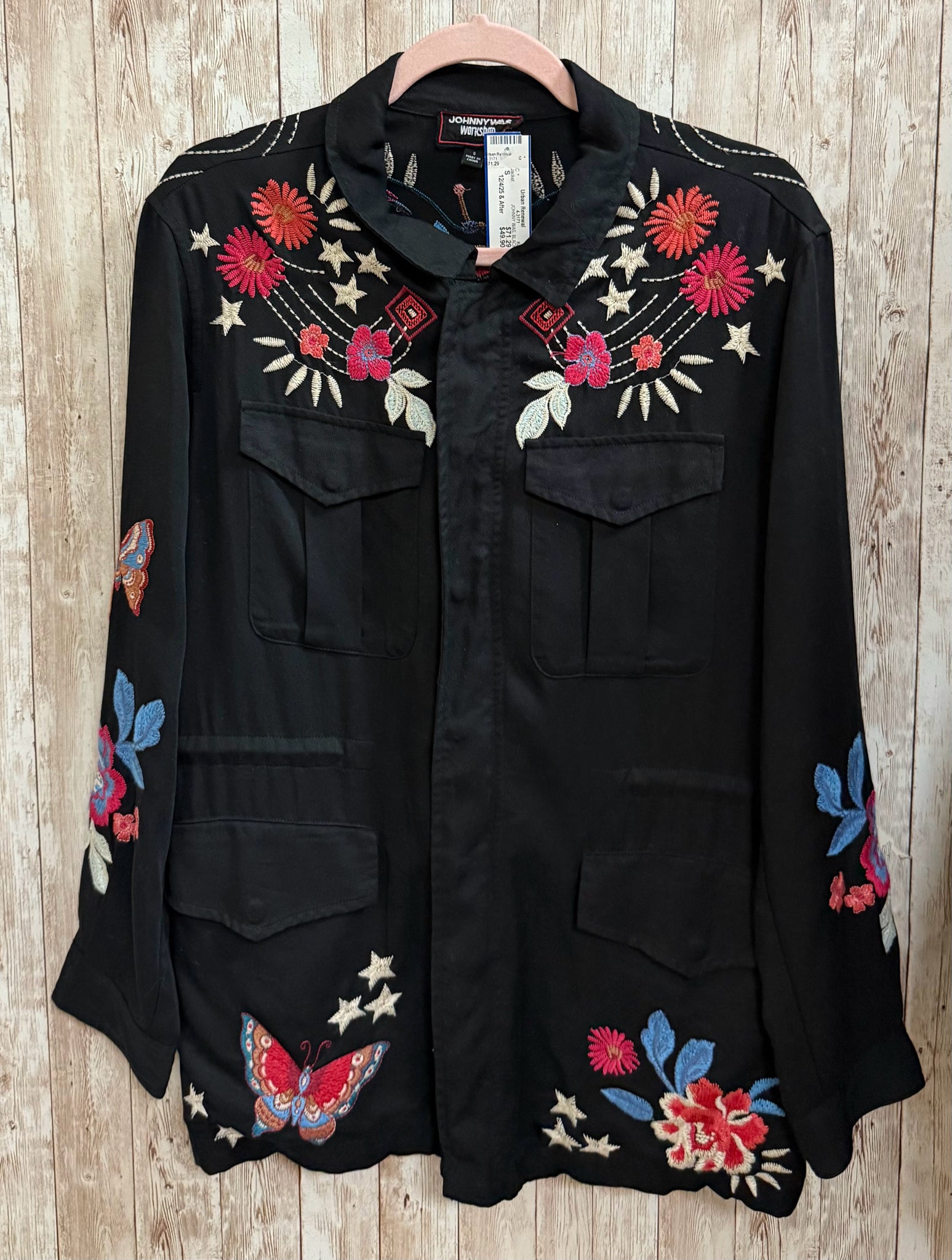 Size S JOHNNY WAS BLACK FLORAL Jacket