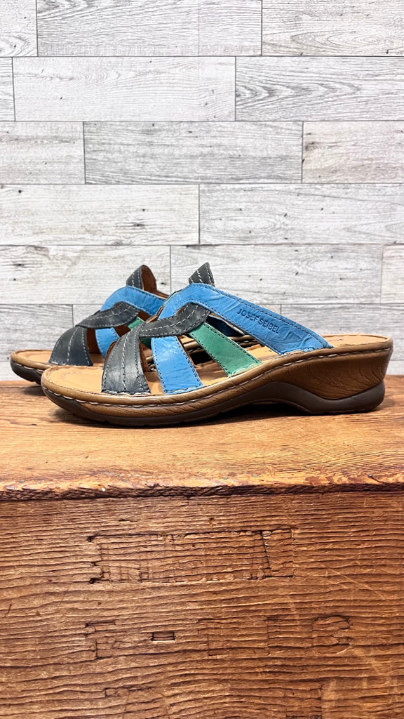 JOSEF SEIBEL 7 NAVY AND TURQUOISE Sandals