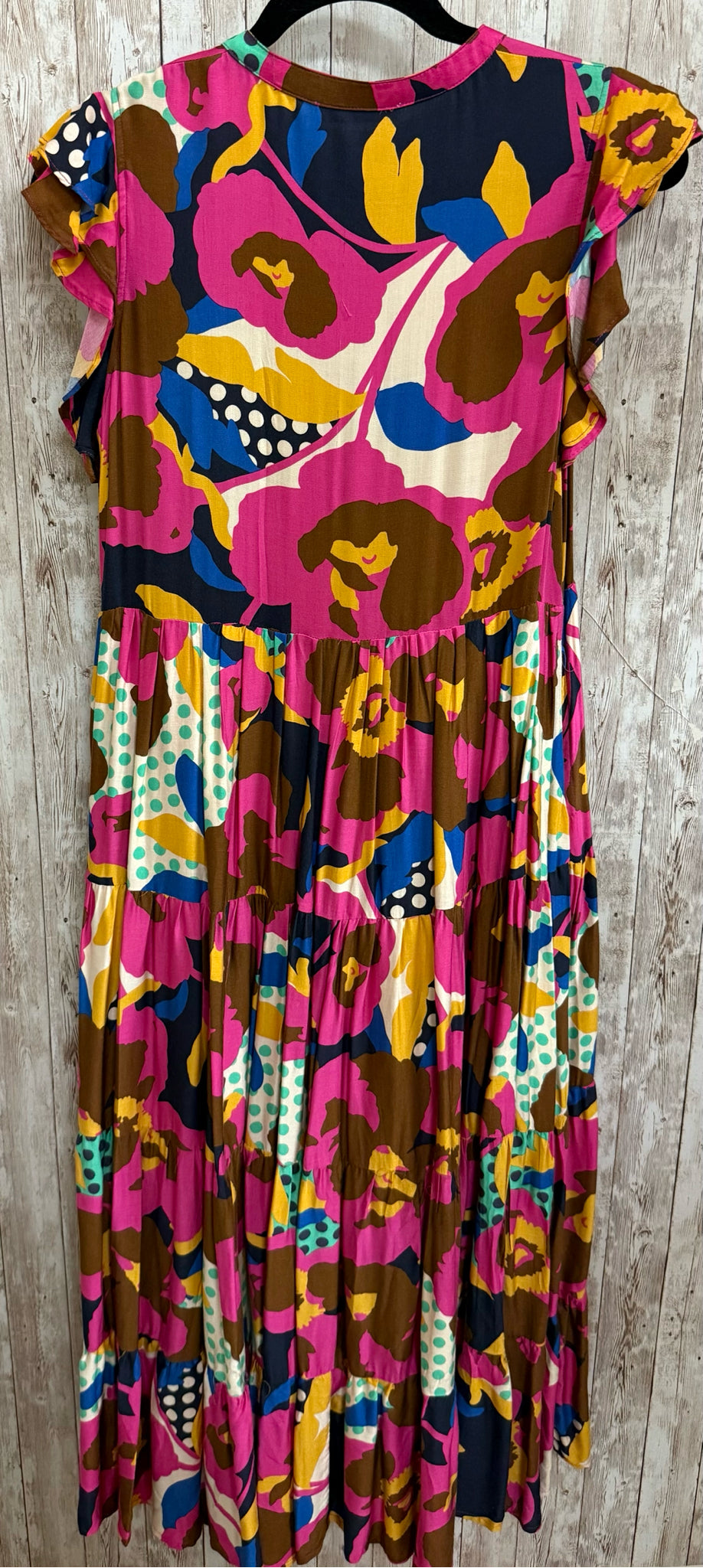 Size M KARLIE PINK AND YELLOW FLORAL Dress