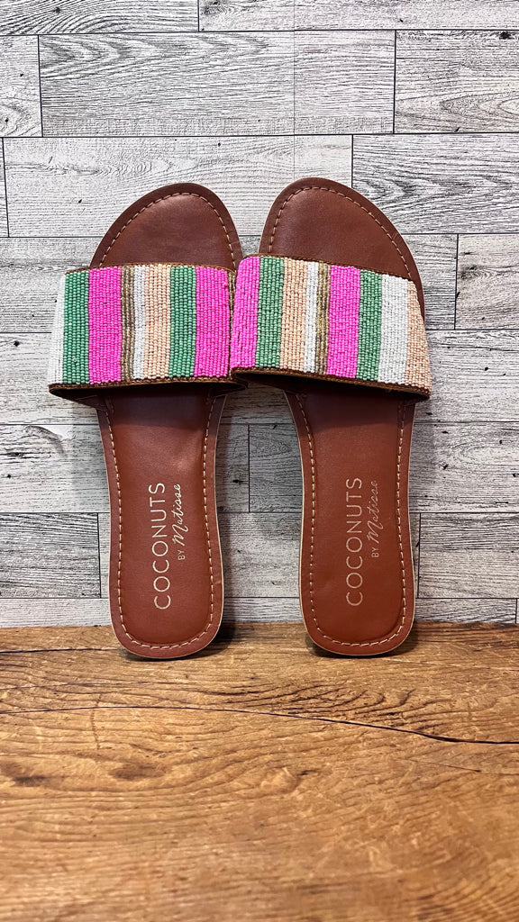 10 COCONUTS PINK AND GREEN Sandals