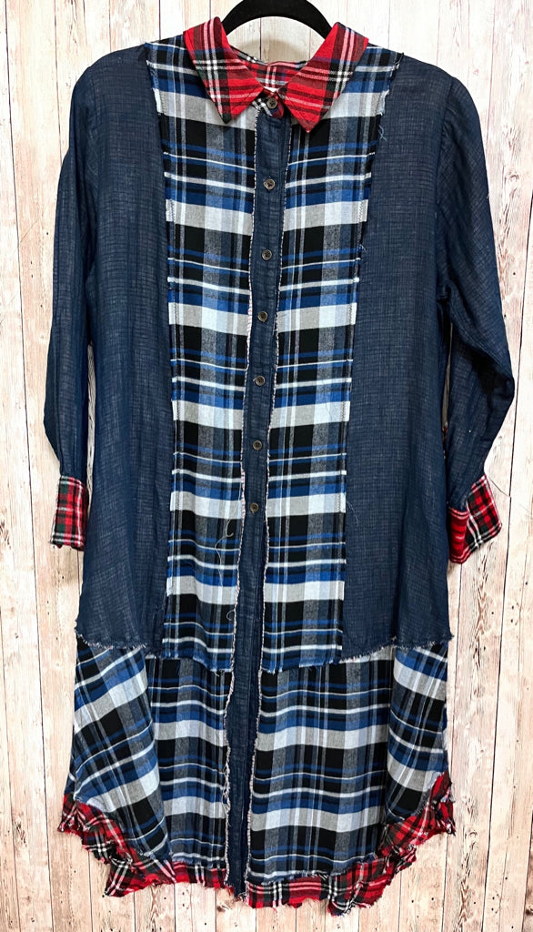 Size S Paper Lace BLUE PLAID Dress