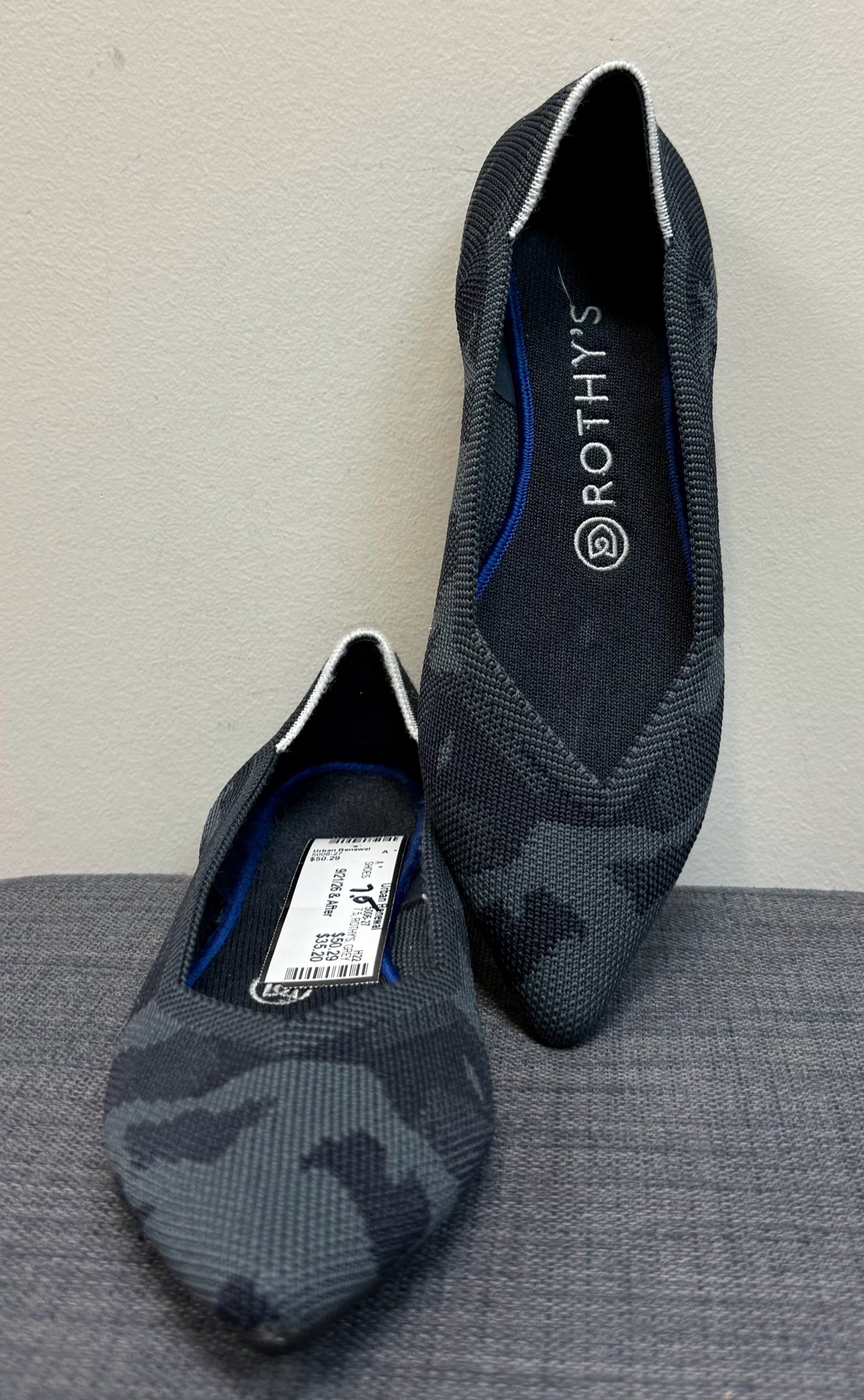 7.5 ROTHY'S GREY CAMO SHOES