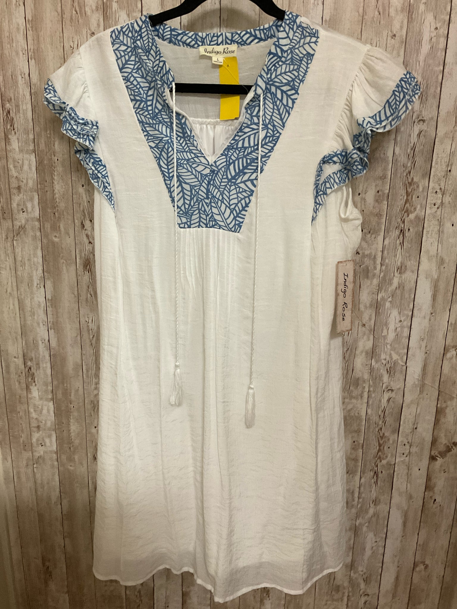 Size L INDIGO ROSE WHITE AND BLUE Dress