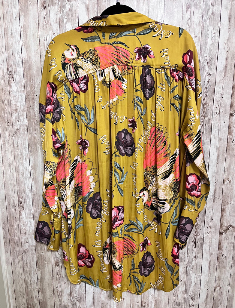 FREE PEOPLE Size M MUSTARD FLORAL Blouse