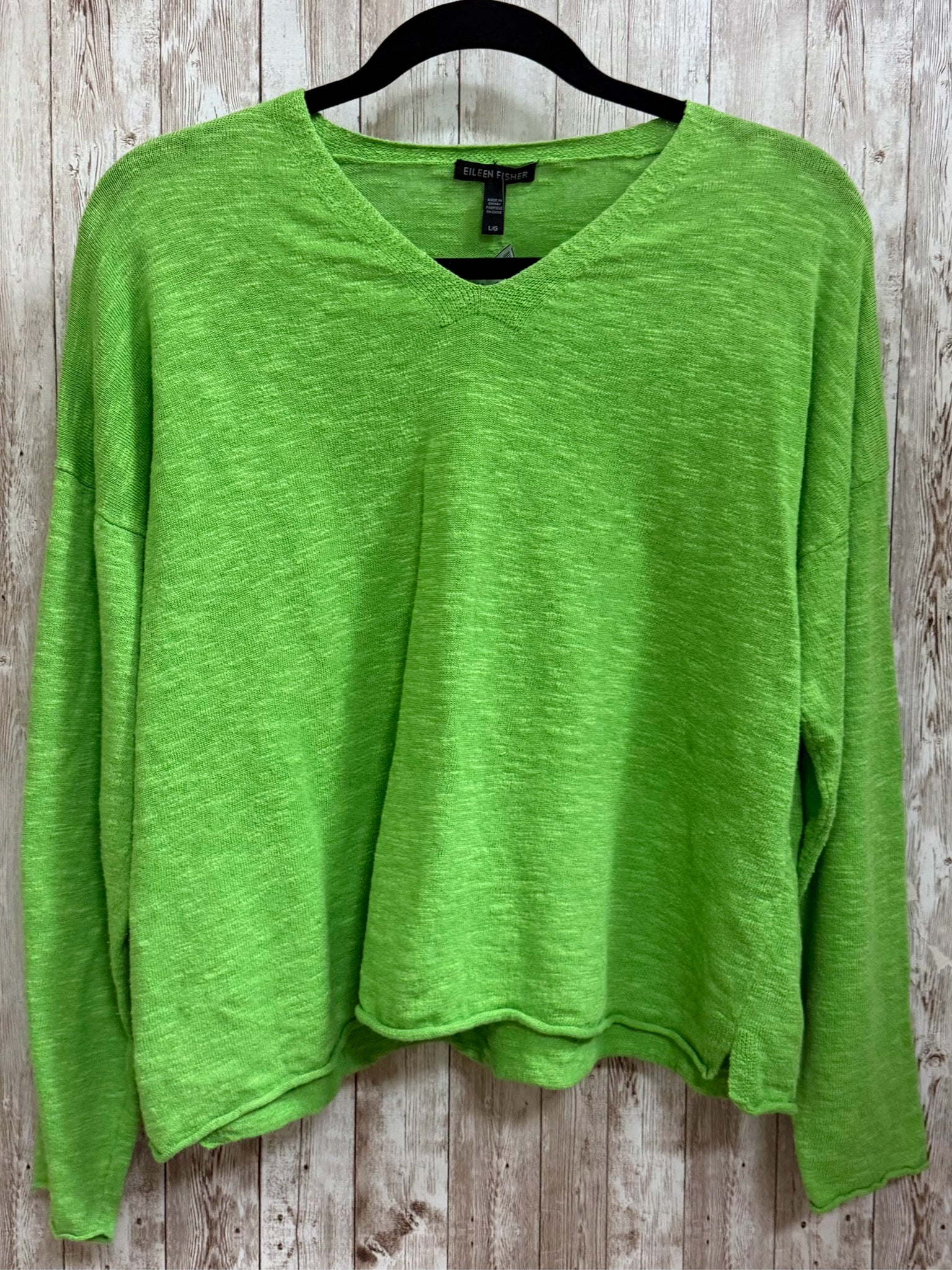 Size L EILEEN FISHER Lime Green Top
