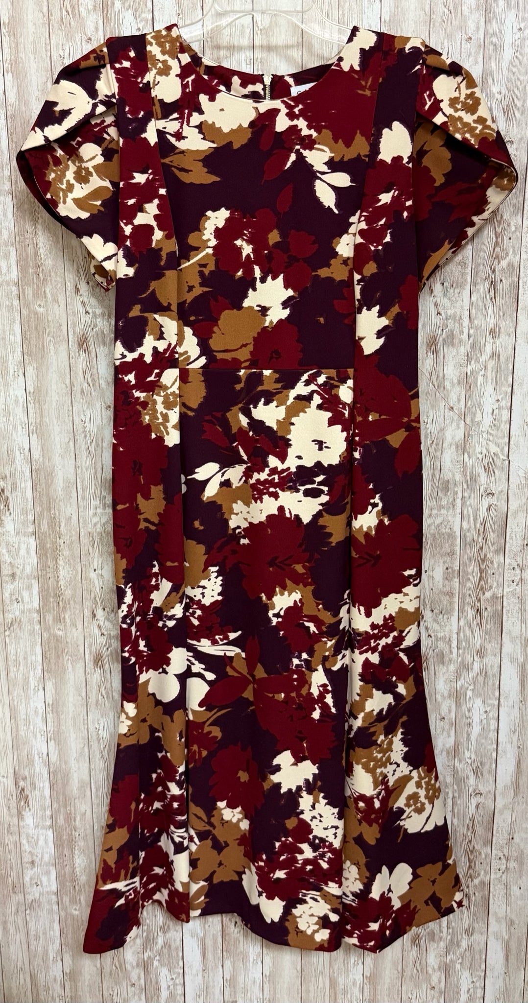 Size 12 CALVIN KLEIN BURGUNDY AND BEIGE Dress