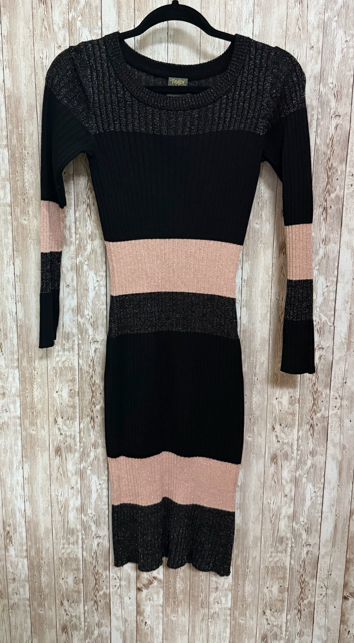 TAYLOR Size S BLACK AND PINK STRIPE Dress