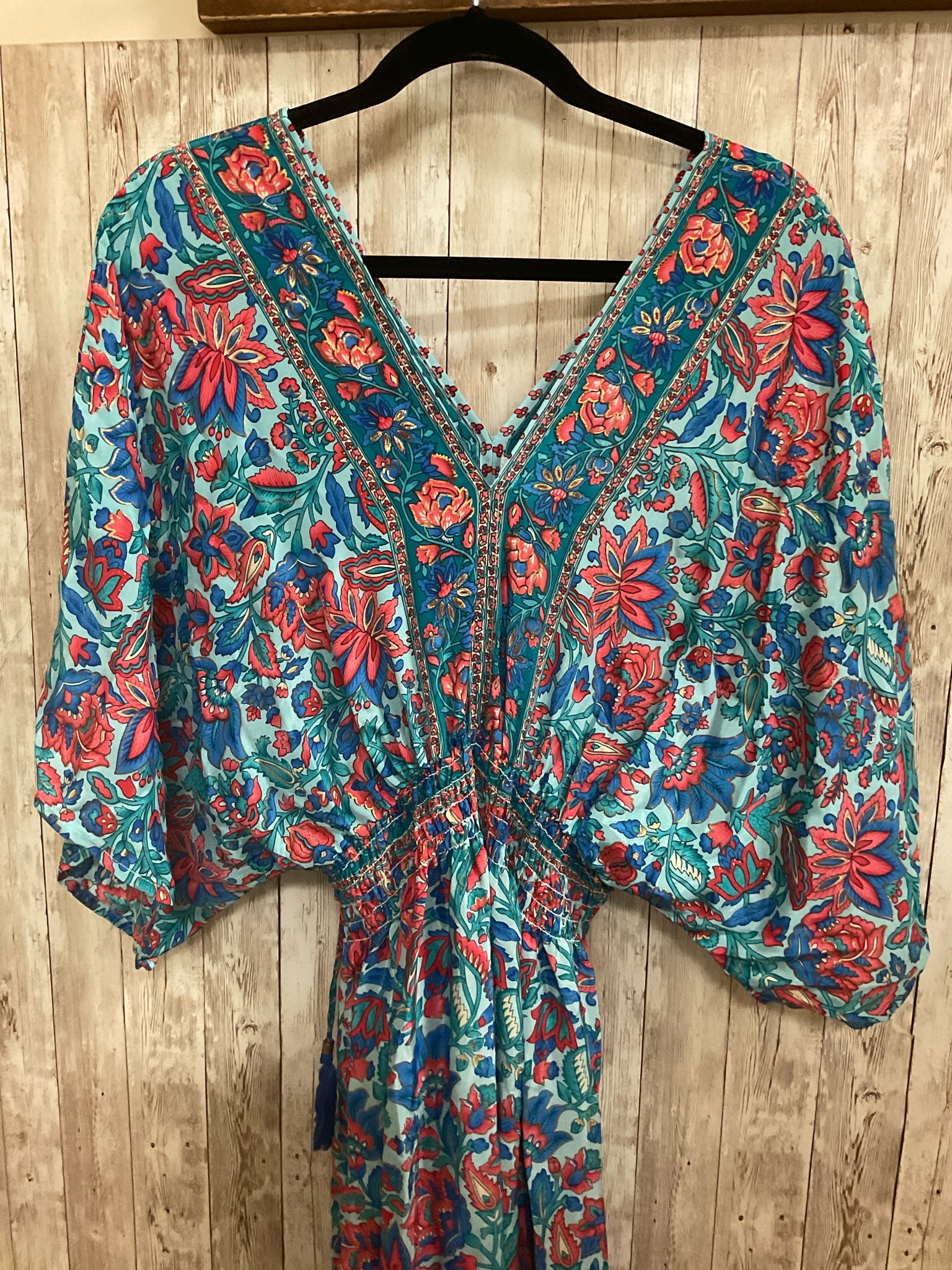 Size M Lapogee BLUE AND ORANGE FLORAL Dress