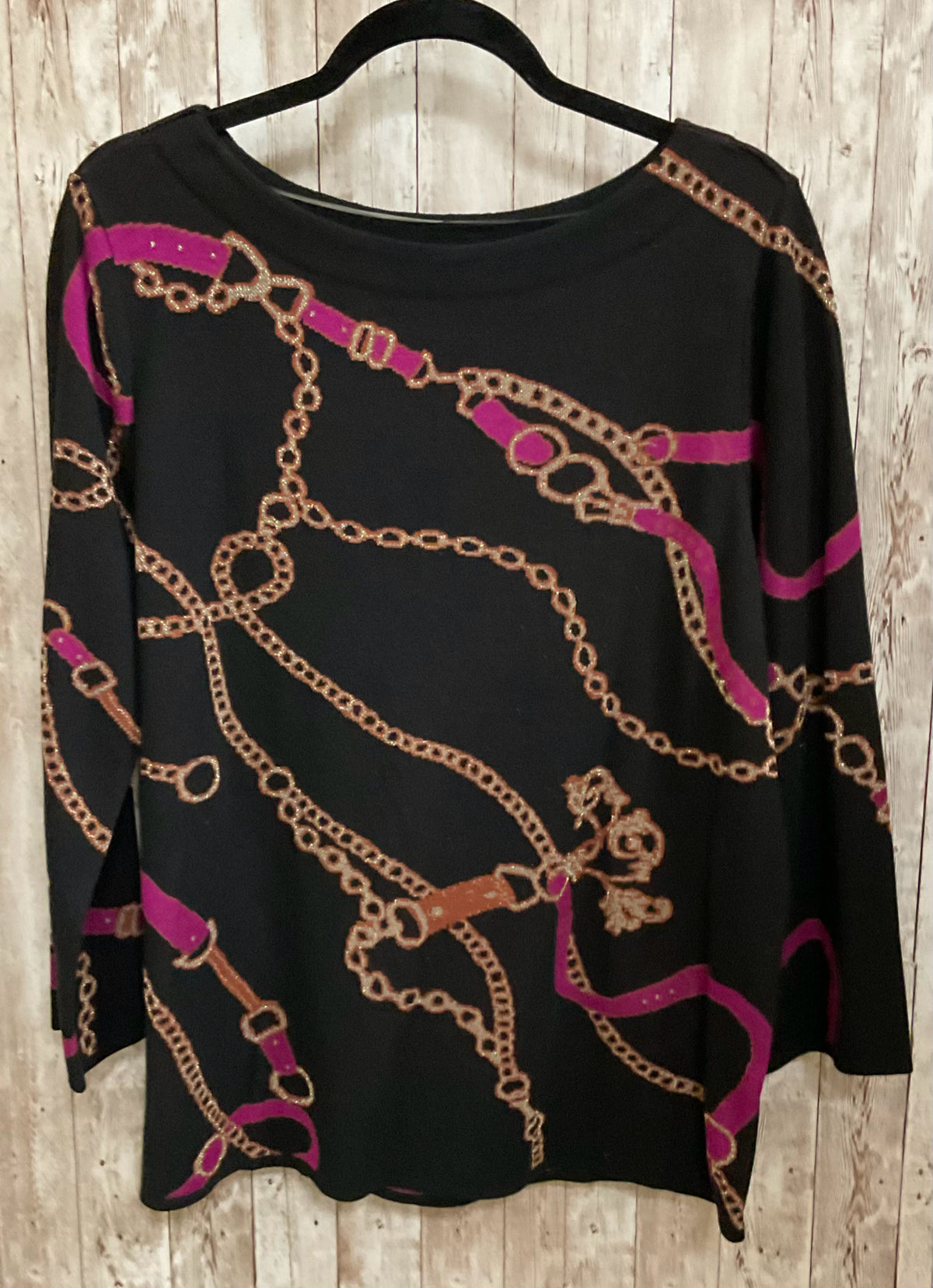 Size L CHICO'S Black Print Sweater