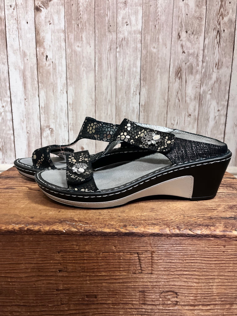 ALEGRIA 8 Black and Silver Sandals