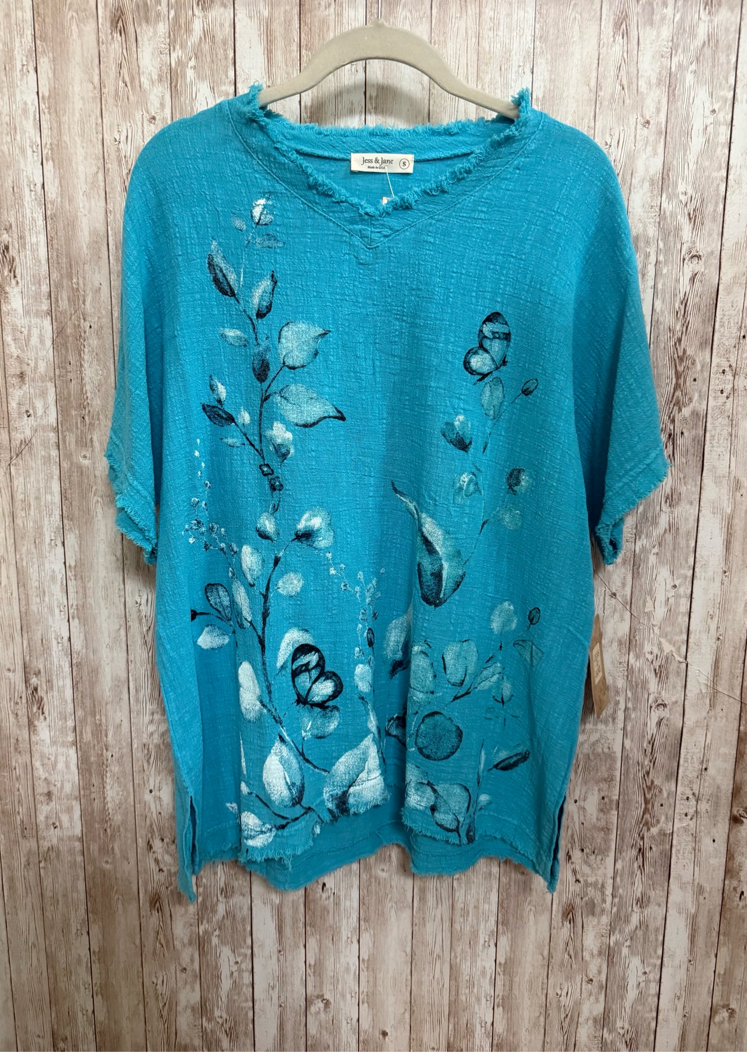 Size S JESS & JANE TURQUOISE FLORAL Top