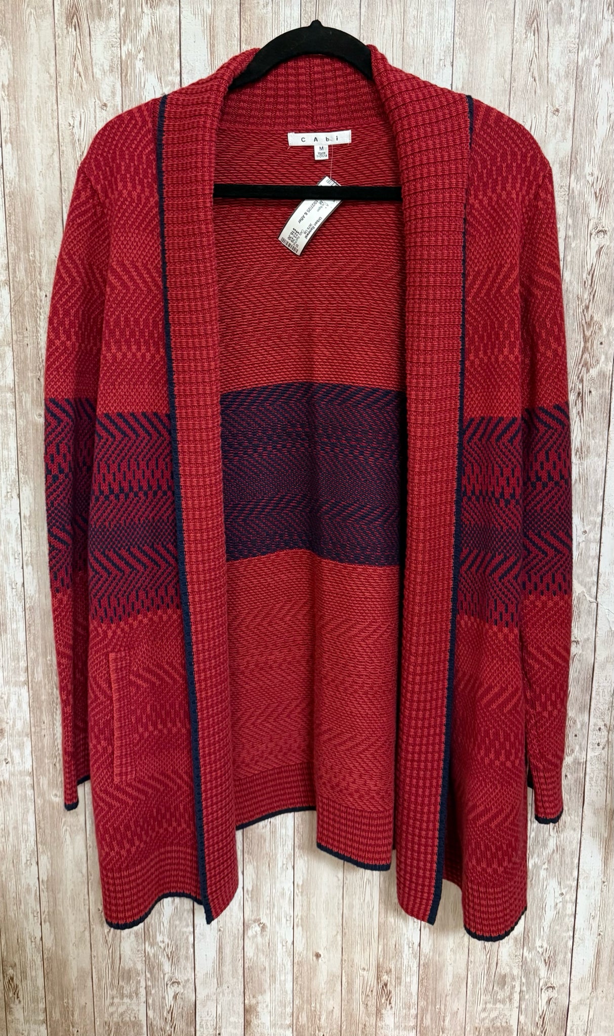Size M CABI Red Print Cardigan
