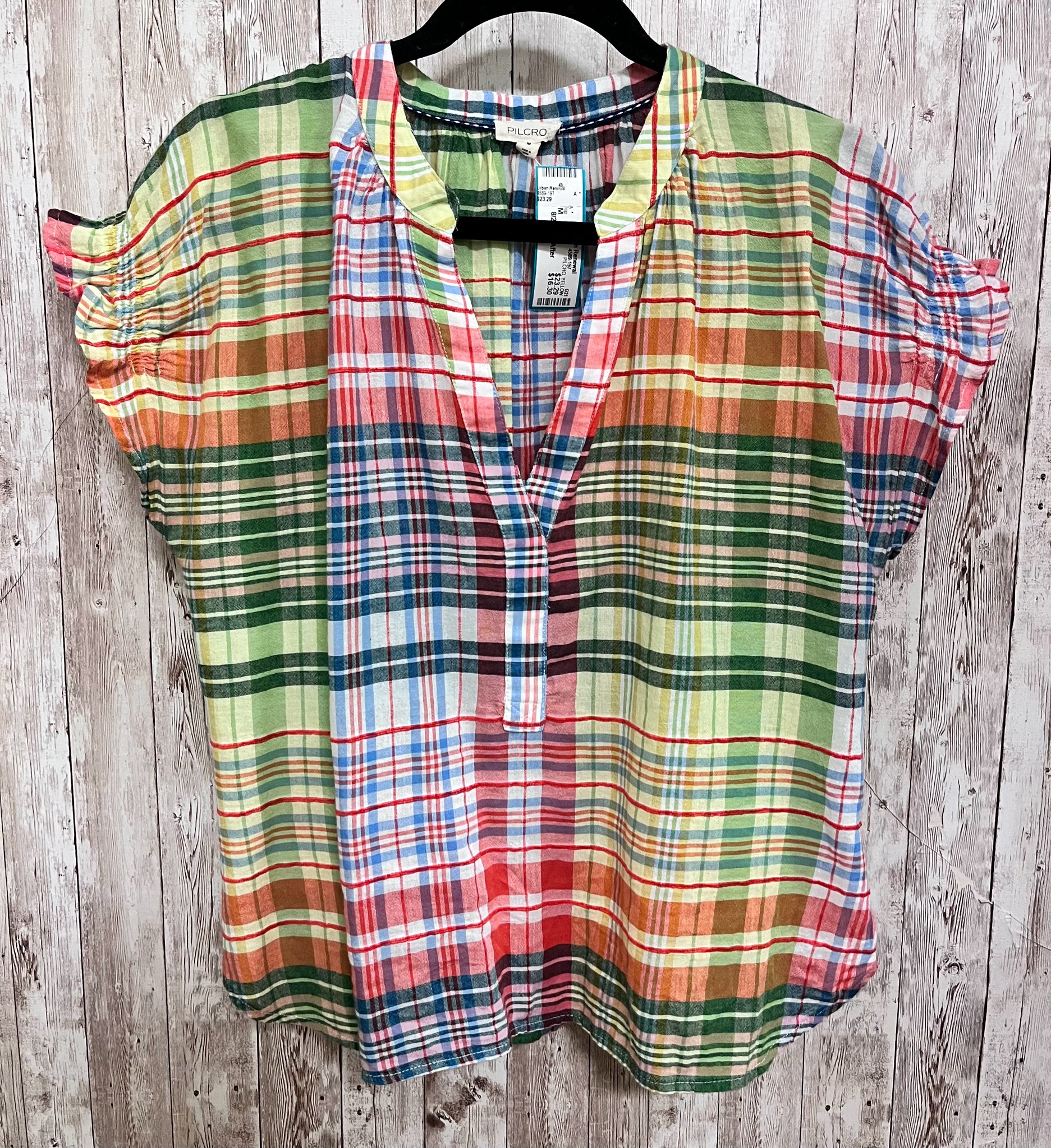 PILCRO Size M YELLOW PLAID Top