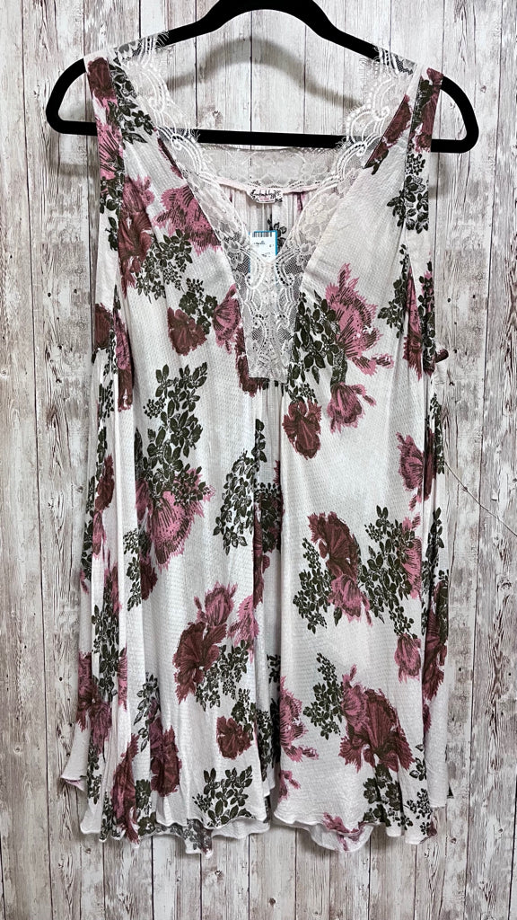 Size S FREE PEOPLE WHITE FLORAL Top
