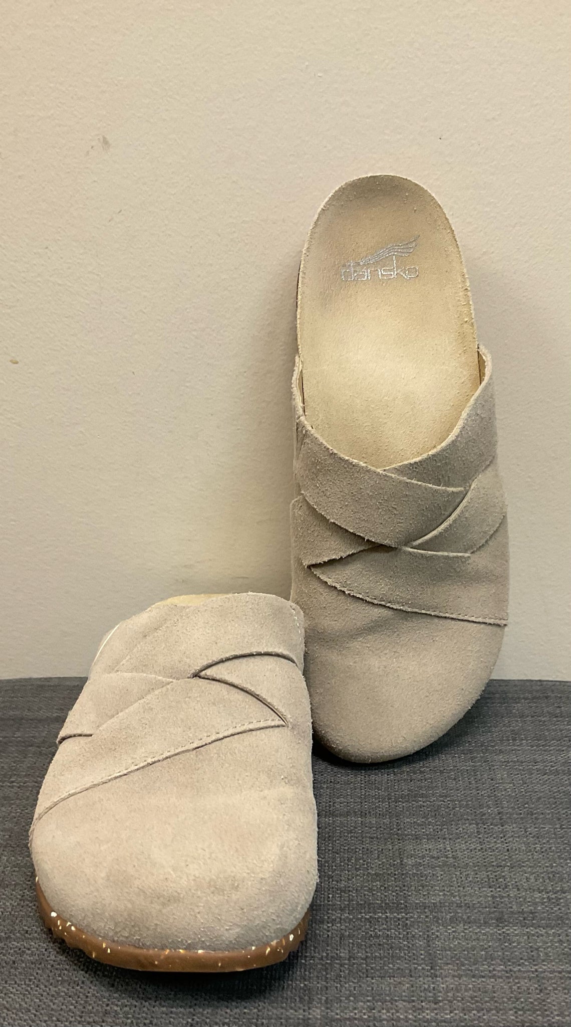 7.5 DANSKO TAUPE SUEDE SHOES