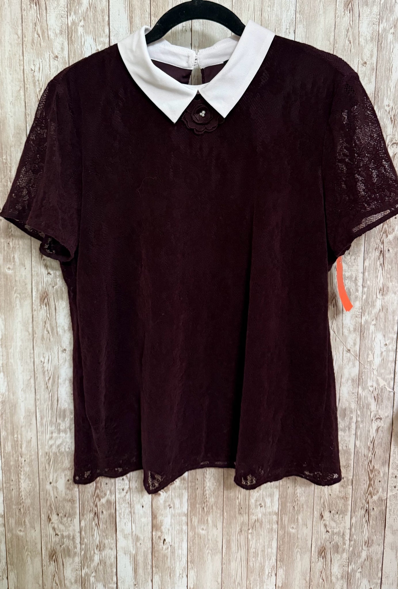 KARL LAGERFELD Size L BURGUNDY AND WHITE FLORAL Top