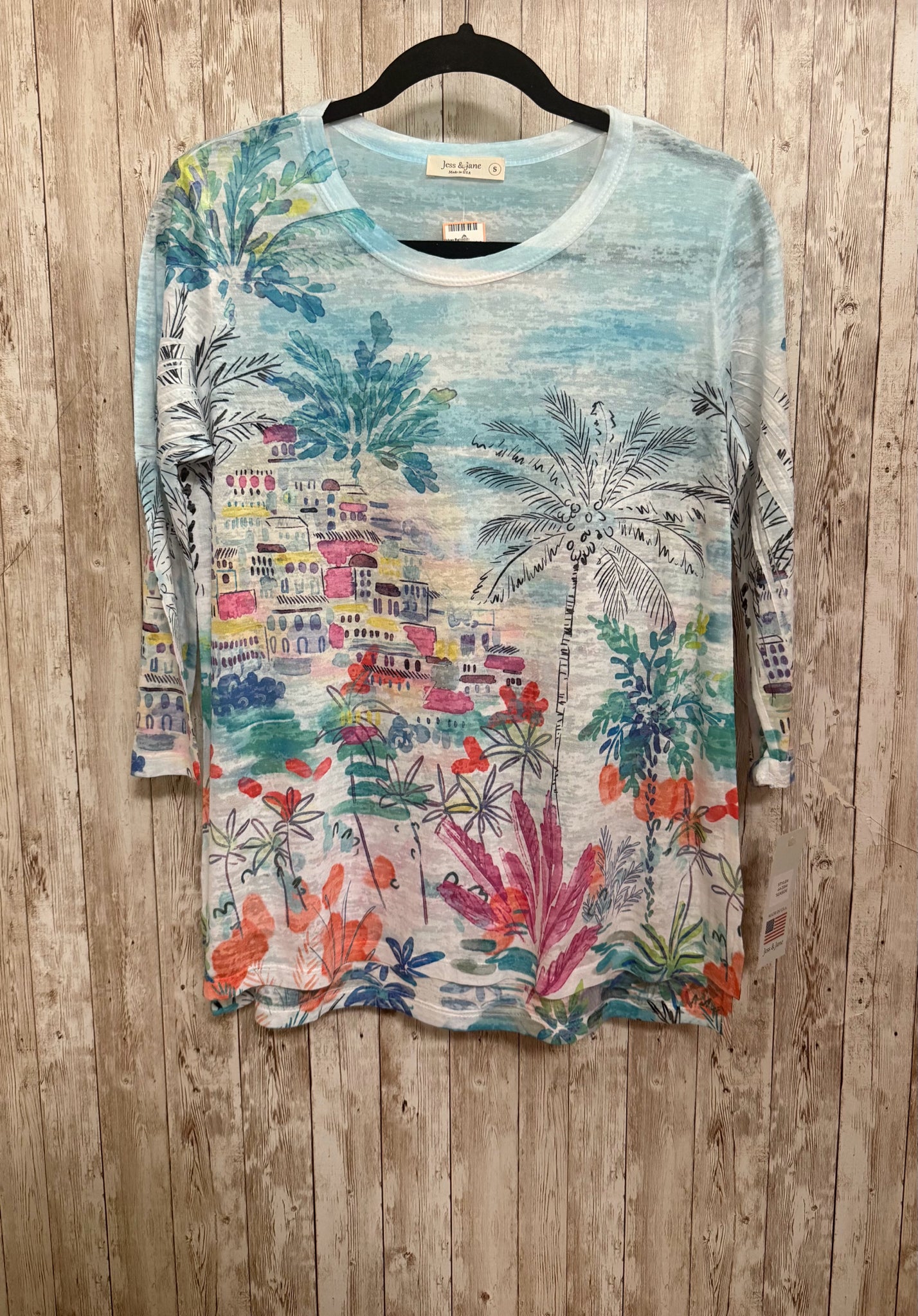 Size S JESS & JANE Blue Print Top