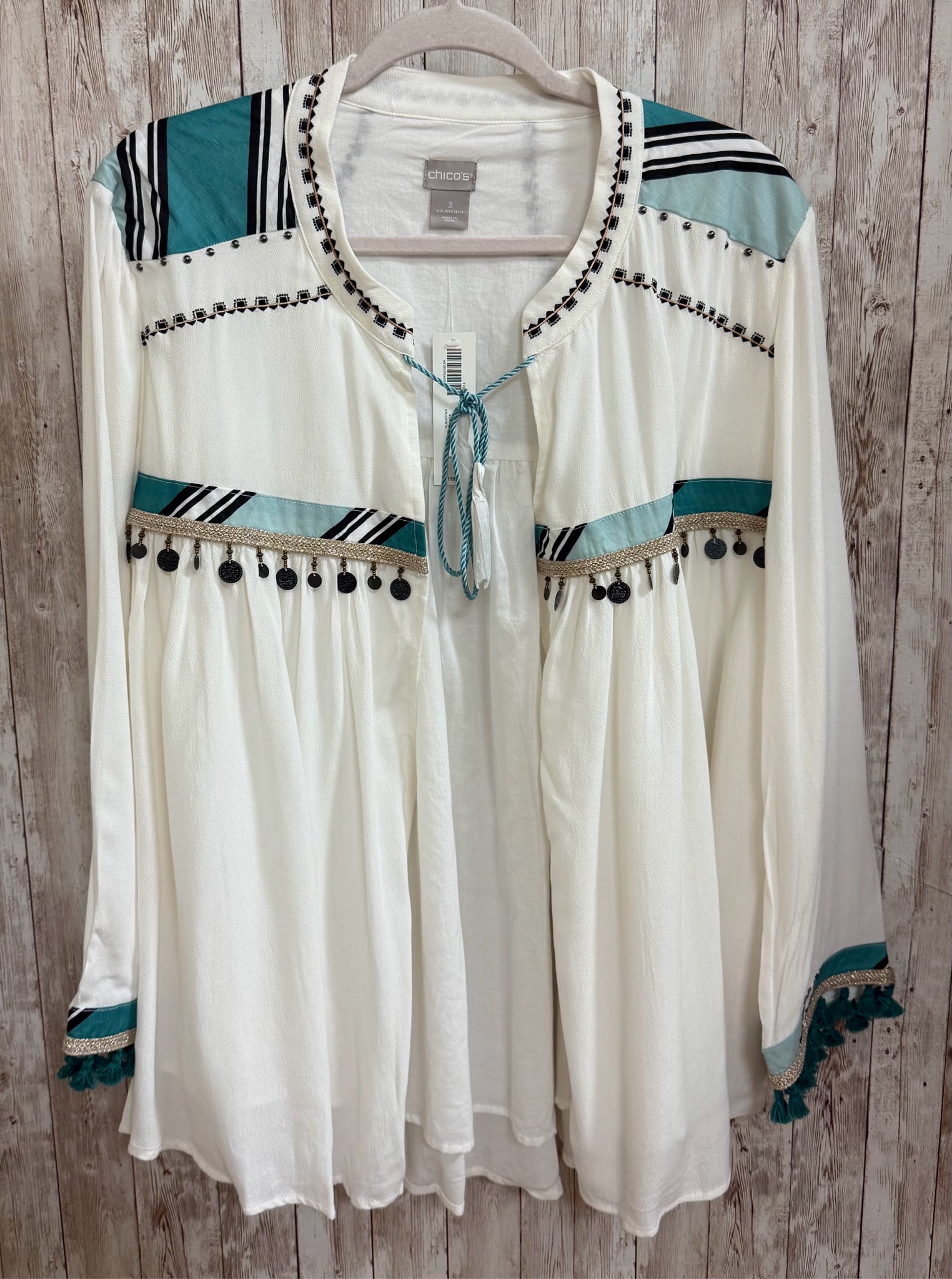 Size XL CHICO'S WHITE MULTI Jacket