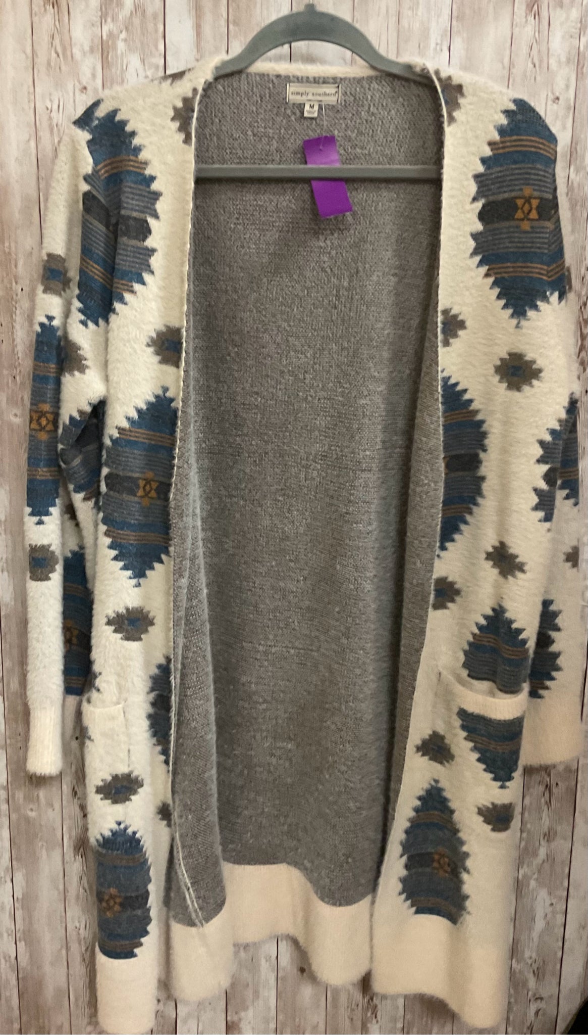 Size M SIMPLY SOUTHERN CREAM PRINT Cardigan