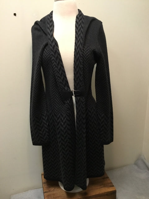 SOFT SURROUNDINGS Size L BLACK AND GREY PRINT Cardigan