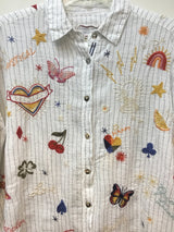 Size S JOHNNY WAS WHITE MULTI Top